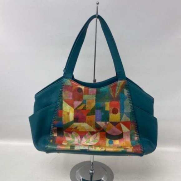 Icon Jeon Leather Multi-Color Floral Women's Double Strap Shoulder Handbag Purse - Picture 1 of 6